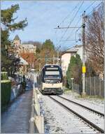 So richtig Winter ist es noch nicht: Der CEV MVR ABeh 2/6 7508 erreicht als R 35 von Vevey kommend Blonay.