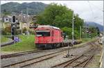 Die MOB (ex CEV) HGem 2/2 2501 wartet mit zwei Flachwagen in Blonay auf den n�chsten Einsatz. 

9. Sept. 2026

 