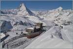 Die Station Gorenrgrat mit Blick auf die Walliser Alpenwelt. 
27. Feb. 2014
