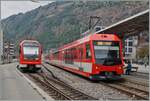 Der MGB ABDeh 4/8 2023  Komet  und die beiden MGB ABeh 4/12 806 und 809  Orion  warten in Brig MGB auf ihre Abfahrt nach Fiesch resp. Zermatt. 17. Aug.2024