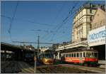 Bunte MOB in Montreux: Be 4/4 1007 und Panoramic-Express.
9. Dez. 2013