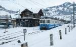 MOB ABDe 4/8 mit ihrem Regionalzug in Saanen.
14.01.2010