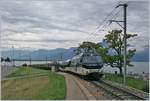 Die MOB Ge 4/4 8001 mit dem MOB Belle Epoque Zug Montreux - Zweisimmen bei Châtelard VD.
