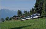 Kurz nach Les Avants ist ein MOB Regionalzug mit dem Be 4/4 9201 auf der Fahrt von Zweisimmen nach Montreux. 

15. Juni 2025