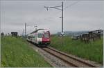 Der TPF RBDe 567 181 Pendelzug ist als RE 4020 ist kurz vor Vaulruz von Fribourg nach Bulle unterwegs.