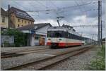 Der transN (ex cmn)N BDe 4/4 N° 6 ist als Regioanlzug R22 315 au dem Weg von Les Ponts de Martel nach La Chaux de Fonds und wartet in La Salgne auf die Abfahrt.