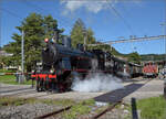 150 Jahre Tösstalbahn.

Der BT-Habersack Eb 3/5 9 fährt in Bäretswil ab. September 2025.